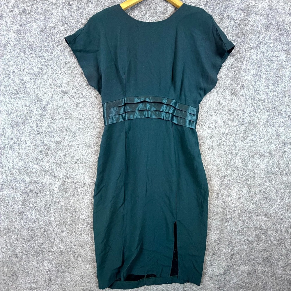 Vintage Impulsive Pencil Dress Womens 8P Teal‎ Green Ribbon 90s Bridesmaid MOB